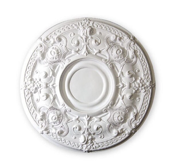 Bright White Ceiling Medallion Tile - Classic Royal Design